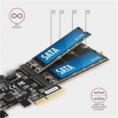 Axagon PCES-SA4M2 2db belső SATAIII portos + 2db SATA M.2 foglalat PCI-Express kártya Axagon PCES-SA4M2 2db belső SATAIII portos + 2db SATA M.2 foglalat PCI-Express kártya
