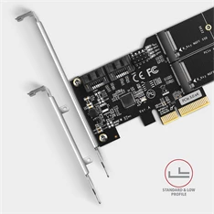 Axagon PCES-SA4M2 2db belső SATAIII portos + 2db SATA M.2 foglalat PCI-Express kártya Axagon PCES-SA4M2 2db belső SATAIII portos + 2db SATA M.2 foglalat PCI-Express kártya
