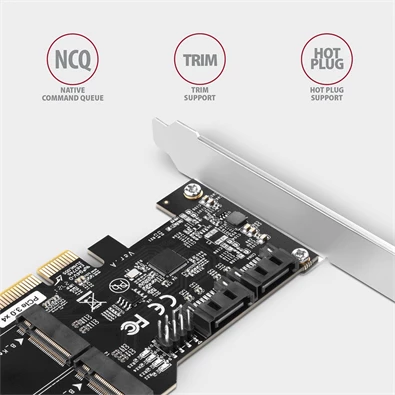 Axagon PCES-SA4M2 2db belső SATAIII portos + 2db SATA M.2 foglalat PCI-Express kártya Axagon PCES-SA4M2 2db belső SATAIII portos + 2db SATA M.2 foglalat PCI-Express kártya