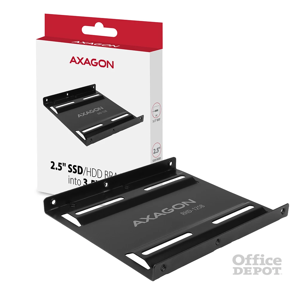 Axagon RHD-125B 3,5"-ről 2,5"-re fekete SSD / HDD beépítő keret