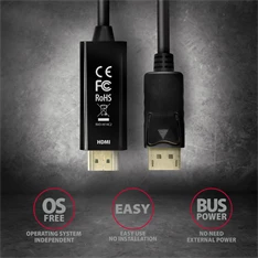 Axagon RVD-HI14C2 Displayport - HDMI 1.4 kábel, 1,8m Axagon RVD-HI14C2 Displayport - HDMI 1.4 kábel, 1,8m