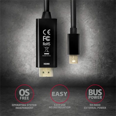 Axagon RVDM-HI14C2 Mini Displayport - HDMI 1.4 kábel Axagon RVDM-HI14C2 Mini Displayport - HDMI 1.4 kábel