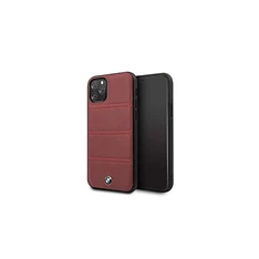 BMW iPhone 11 Pro vízszintesen csíkozott burgundi vörös kemény bőrtok BMW iPhone 11 Pro vízszintesen csíkozott burgundi vörös kemény bőrtok