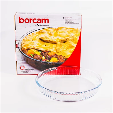 BORCAM kerek bordázott hőálló üvegedény 1.720ml, 260*45mm BORCAM kerek bordázott hőálló üvegedény 1.720ml, 260*45mm