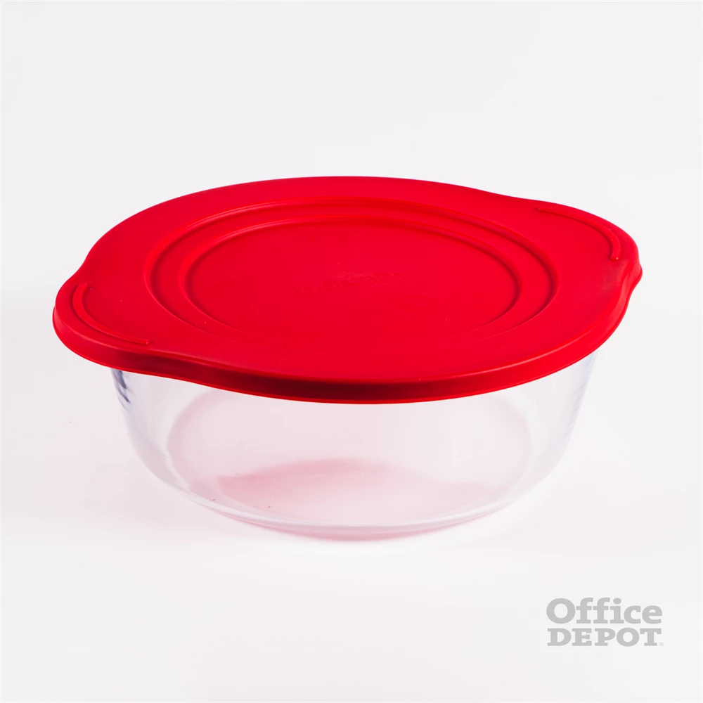 BORCAM kerek hőálló üvegedény fogóval, műanyag tetővel 2.200ml, 251*220*80mm