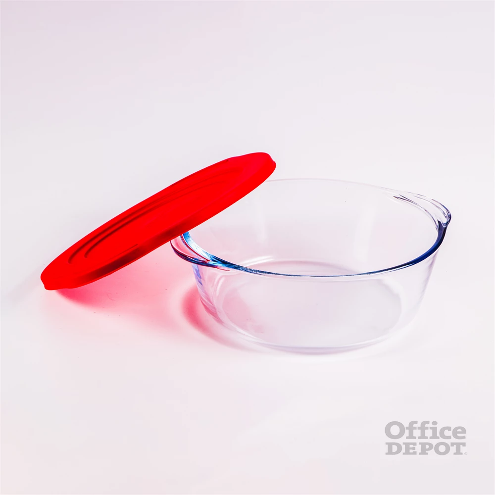 BORCAM kerek hőálló üvegedény fogóval, műanyag tetővel 2.200ml, 251*220*80mm