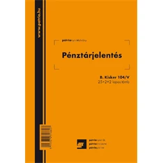 B.KISKER.104/V A5 25x2+2 lapos álló pénztárjelentés nyomtatvány B.KISKER.104/V A5 25x2+2 lapos álló pénztárjelentés nyomtatvány