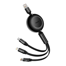 Baseus CAMJ010101 Bright Mirror 3 66W 1,1m microUSB/Lightning/Type-C fekete töltőkábel Baseus CAMJ010101 Bright Mirror 3 66W 1,1m microUSB/Lightning/Type-C fekete töltőkábel