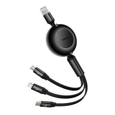 Baseus CAMJ010101 Bright Mirror 3 66W 1,1m microUSB/Lightning/Type-C fekete töltőkábel Baseus CAMJ010101 Bright Mirror 3 66W 1,1m microUSB/Lightning/Type-C fekete töltőkábel