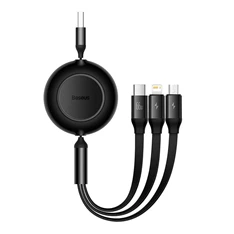 Baseus CAMJ010101 Bright Mirror 3 66W 1,1m microUSB/Lightning/Type-C fekete töltőkábel Baseus CAMJ010101 Bright Mirror 3 66W 1,1m microUSB/Lightning/Type-C fekete töltőkábel