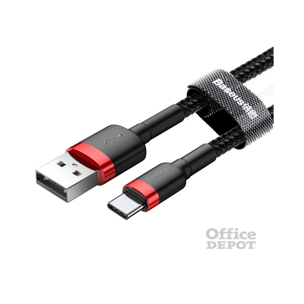 Baseus CATKLF-C91 Cafule 2m 2A USB A/USB C piros-fekete adat- és töltőkábel