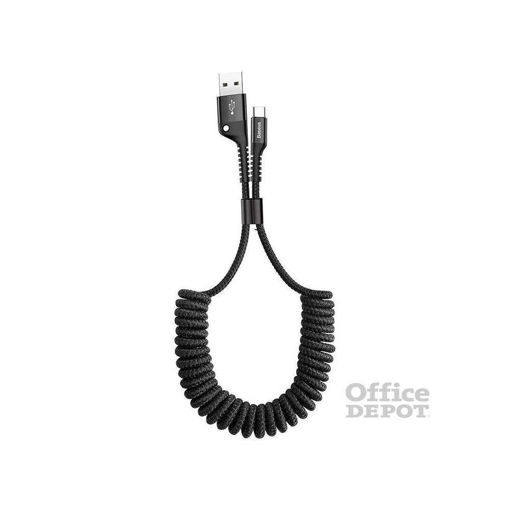 Baseus CATSR-01 Spring 1m rugós Type-C fekete töltőkábel