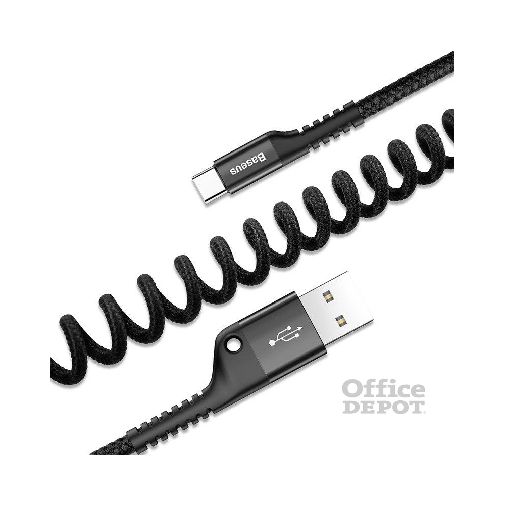 Baseus CATSR-01 Spring 1m rugós Type-C fekete töltőkábel