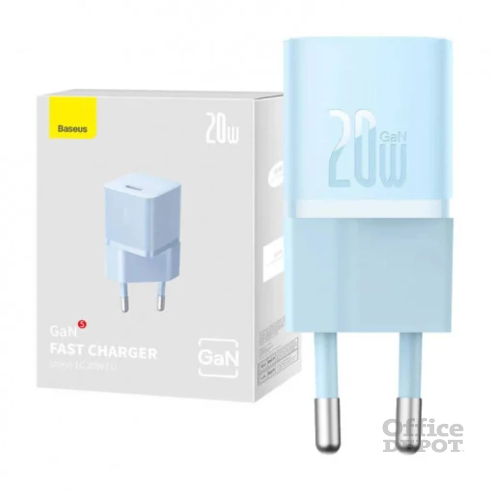 Baseus CCGN050103 Mini GaN5 20W kék hálózati töltő adapter