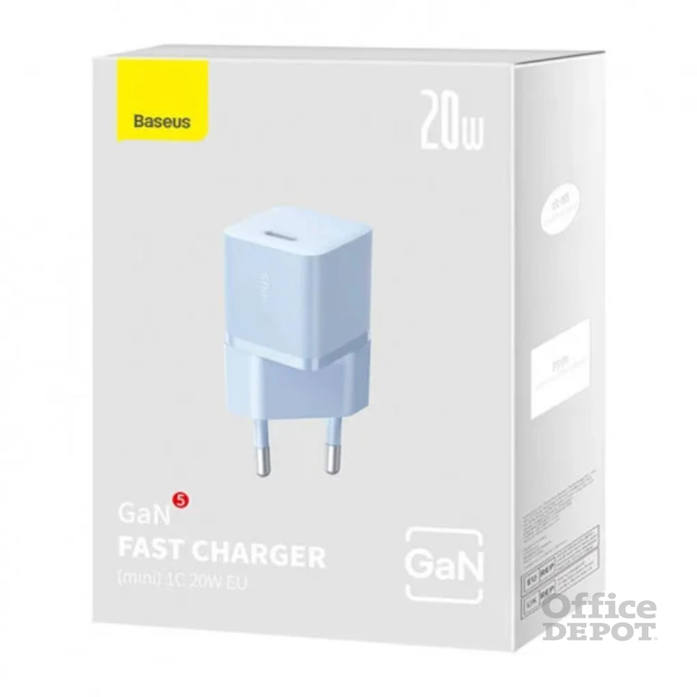 Baseus CCGN050103 Mini GaN5 20W kék hálózati töltő adapter