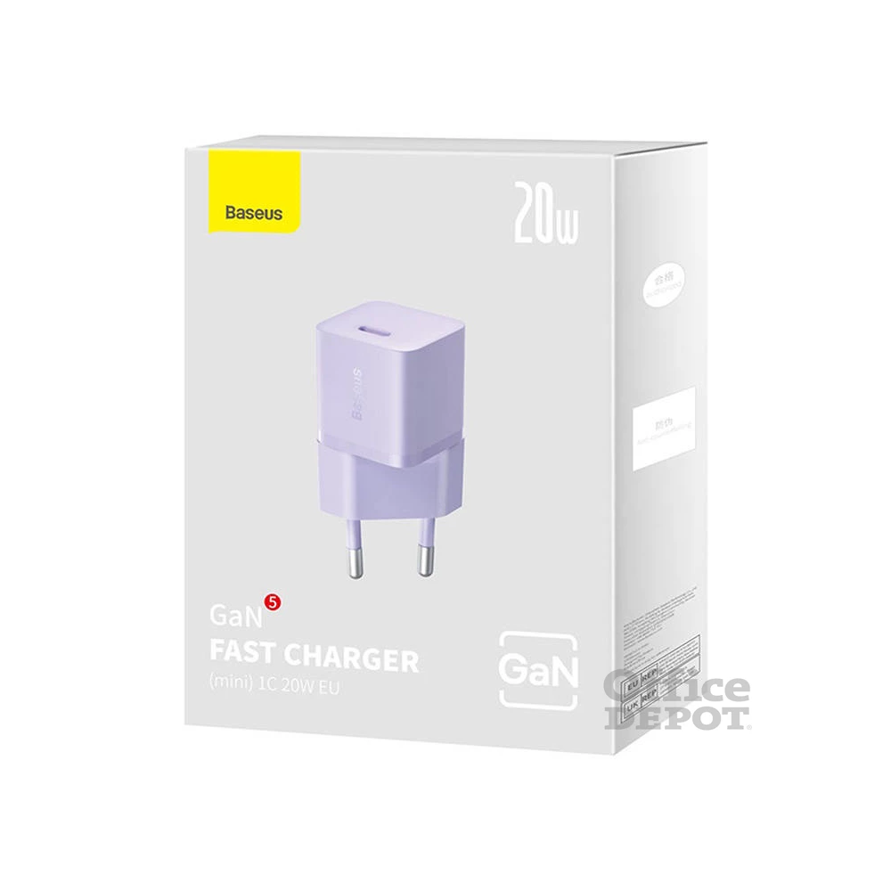 Baseus CCGN050105 Mini GaN5 20W lila hálózati töltő adapter