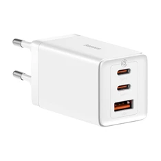 Baseus CCGP120202 GaN5 Pro 65W 2xUSB C/USB fehér töltő Baseus CCGP120202 GaN5 Pro 65W 2xUSB C/USB fehér töltő