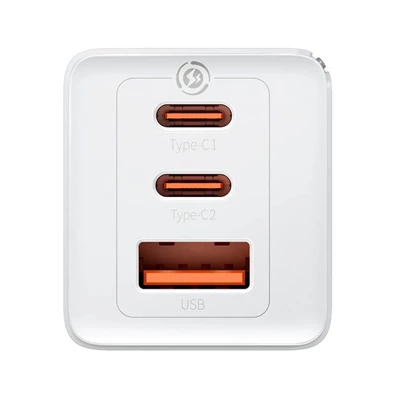 Baseus CCGP120202 GaN5 Pro 65W 2xUSB C/USB fehér töltő Baseus CCGP120202 GaN5 Pro 65W 2xUSB C/USB fehér töltő