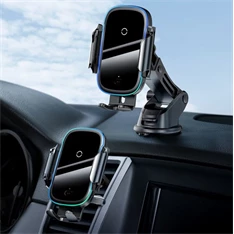 Baseus Car Mount 4,7-6,5" vezeték nélküli műszerfalra és szellőzőrácsba rögzíthető fekete autós Qi töltő és telefontartó Baseus Car Mount 4,7-6,5" vezeték nélküli műszerfalra és szellőzőrácsba rögzíthető fekete autós Qi töltő és telefontartó