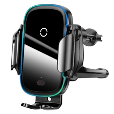 Baseus Car Mount 4,7-6,5" vezeték nélküli műszerfalra és szellőzőrácsba rögzíthető fekete autós Qi töltő és telefontartó Baseus Car Mount 4,7-6,5" vezeték nélküli műszerfalra és szellőzőrácsba rögzíthető fekete autós Qi töltő és telefontartó