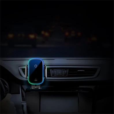 Baseus Car Mount 4,7-6,5" vezeték nélküli műszerfalra és szellőzőrácsba rögzíthető fekete autós Qi töltő és telefontartó Baseus Car Mount 4,7-6,5" vezeték nélküli műszerfalra és szellőzőrácsba rögzíthető fekete autós Qi töltő és telefontartó