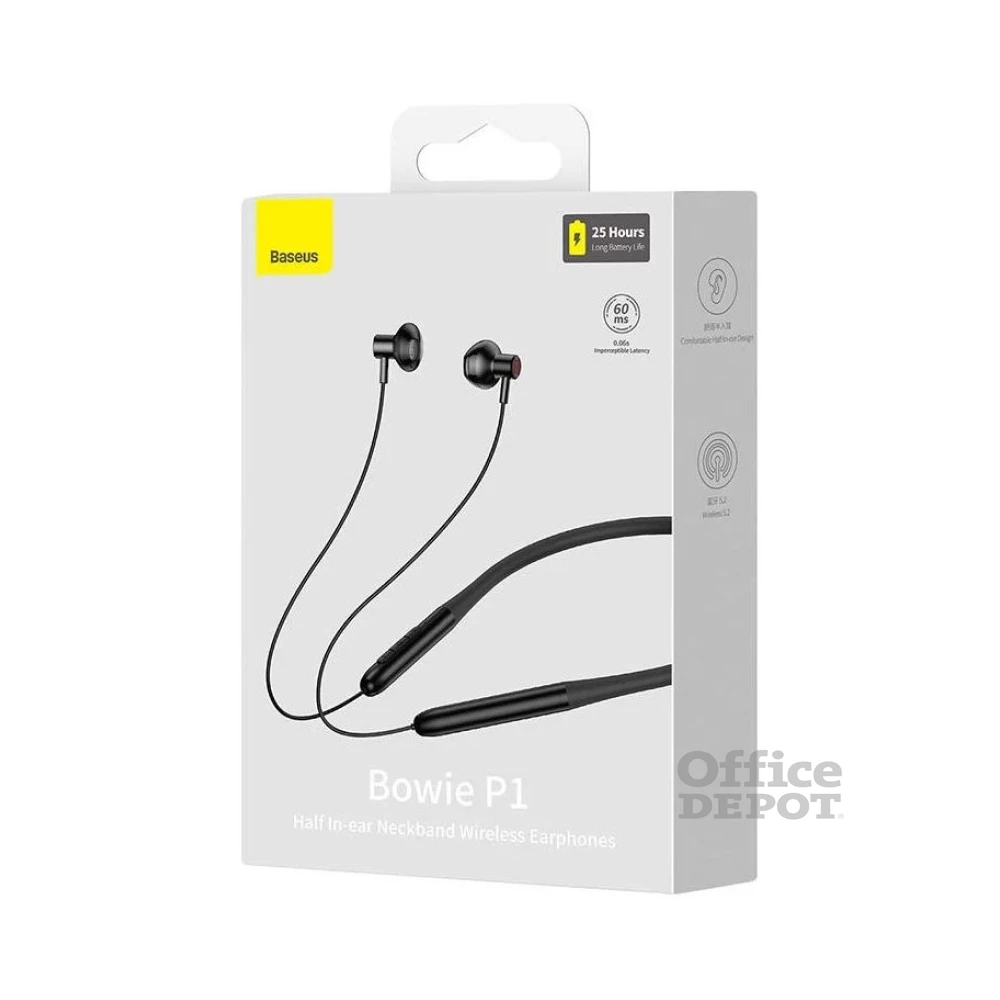Baseus NGPB000001 Bowie P1 vezeték nélküli Bluetooth fekete sportfülhallgató