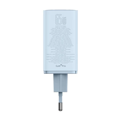 Baseus P10162701313-00 GAN6 Pro 65W kék hálózati gyorstöltő adapter Baseus P10162701313-00 GAN6 Pro 65W kék hálózati gyorstöltő adapter