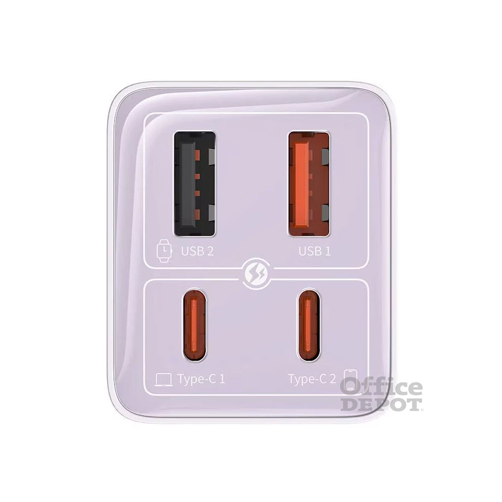 Baseus P10162705532-00 GaN6 Pro 100W EU lila gyorstöltő adapter 1m USB Type-C - Type-C kábellel