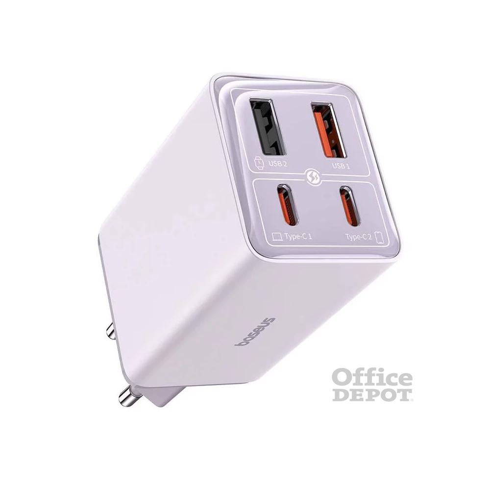 Baseus P10162705532-00 GaN6 Pro 100W EU lila gyorstöltő adapter 1m USB Type-C - Type-C kábellel