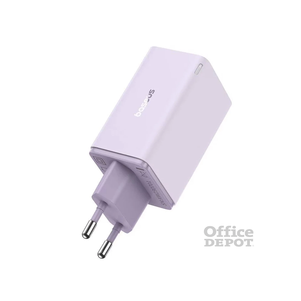 Baseus P10162705532-00 GaN6 Pro 100W EU lila gyorstöltő adapter 1m USB Type-C - Type-C kábellel