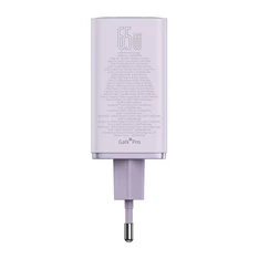 Baseus P10162705532-00 GaN6 Pro 100W EU lila gyorstöltő adapter 1m USB Type-C - Type-C kábellel