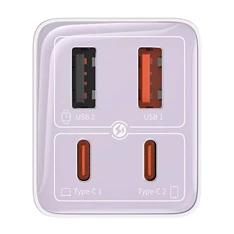 Baseus P10162705532-00 GaN6 Pro 100W EU lila gyorstöltő adapter 1m USB Type-C - Type-C kábellel
