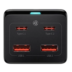 Baseus PSZM000401 GaN3 Pro 100W 2xUSB/2xUSB C/AC fekete töltő Baseus PSZM000401 GaN3 Pro 100W 2xUSB/2xUSB C/AC fekete töltő
