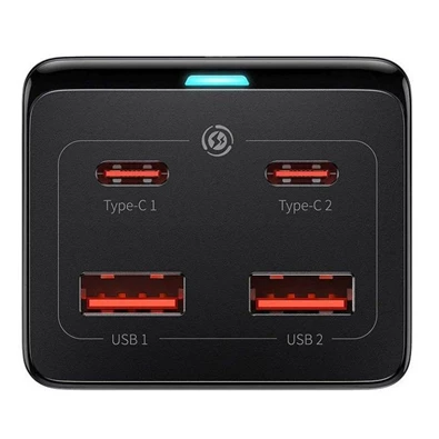 Baseus PSZM000401 GaN3 Pro 100W 2xUSB/2xUSB C/AC fekete töltő Baseus PSZM000401 GaN3 Pro 100W 2xUSB/2xUSB C/AC fekete töltő