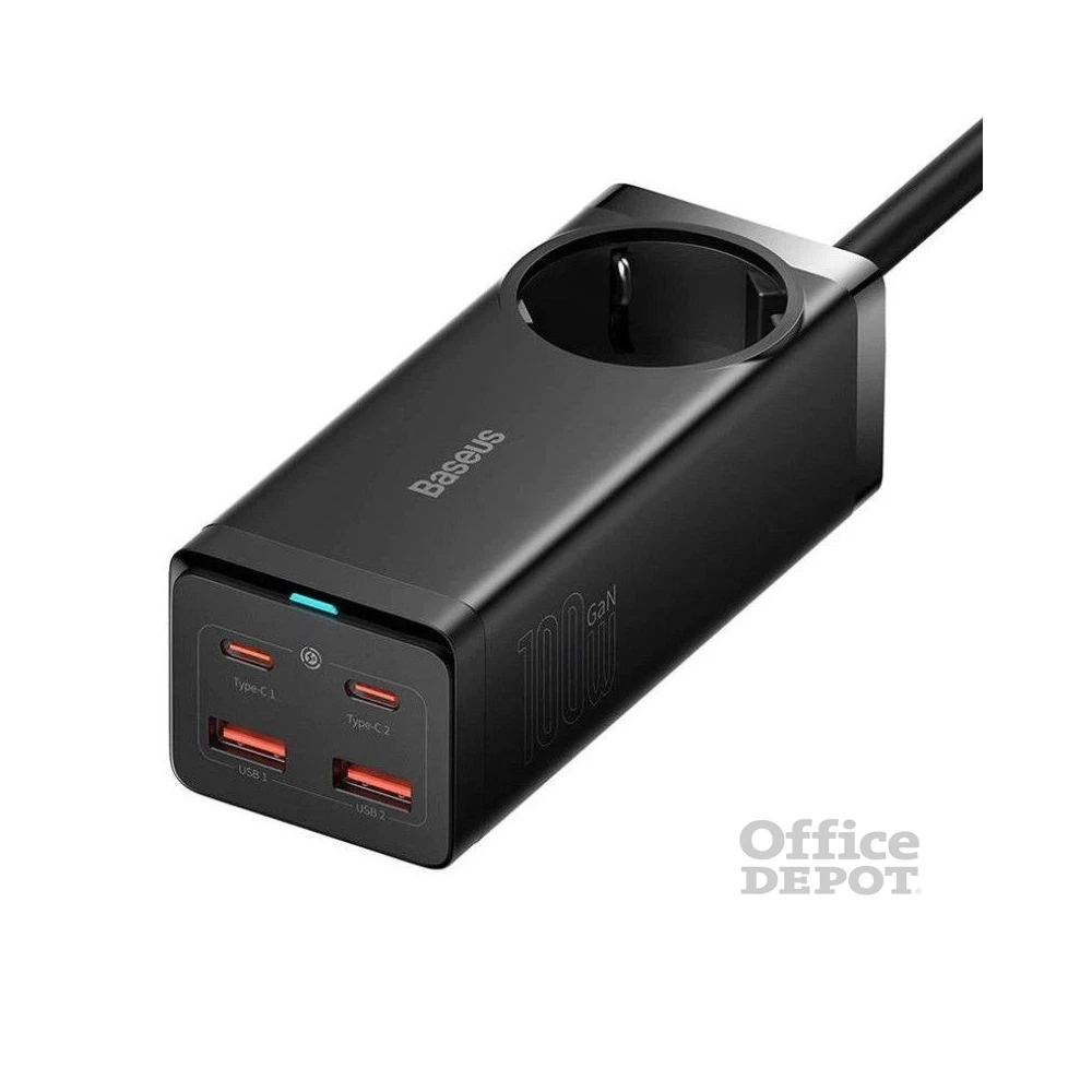 Baseus PSZM000401 GaN3 Pro 100W 2xUSB/2xUSB C/AC fekete töltő