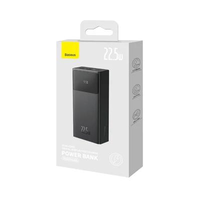 Baseus Star-Lord 30.000 mAh, 22.5W, USB-C, fekete digitális kijelzős gyorstöltős Power Bank Baseus Star-Lord 30.000 mAh, 22.5W, USB-C, fekete digitális kijelzős gyorstöltős Power Bank
