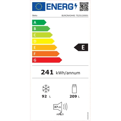 Beko B1RCNA344S inox alulfagyasztós hűtőszekrény Beko B1RCNA344S inox alulfagyasztós hűtőszekrény