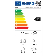 Beko BDFN26530X 15 terítékes inox mosogatógép Beko BDFN26530X 15 terítékes inox mosogatógép