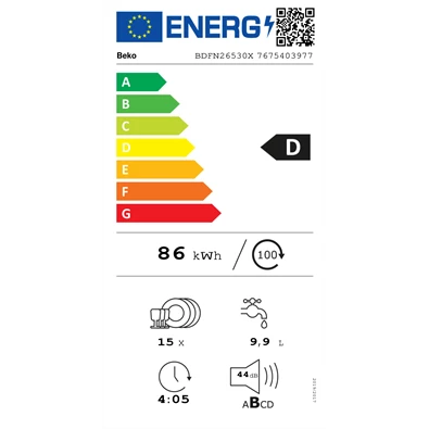 Beko BDFN26530X 15 terítékes inox mosogatógép Beko BDFN26530X 15 terítékes inox mosogatógép