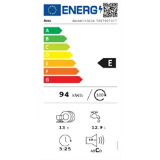 Beko BDSN153E3X beépíthető 13 terítékes mosogatógép Beko BDSN153E3X beépíthető 13 terítékes mosogatógép