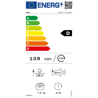 Beko BM3T37239WBB fehér, 7 kg, hőszivattyús, szárítógép