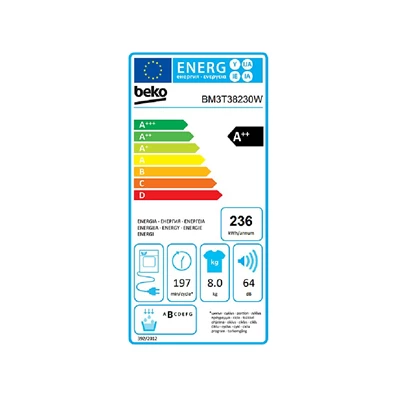 Beko BM3T38230W 8 kg hőszivattyús szárítógép Beko BM3T38230W 8 kg hőszivattyús szárítógép