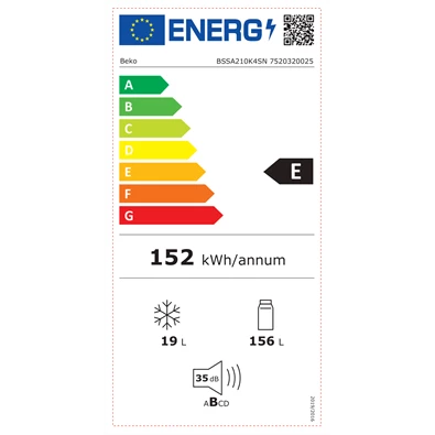 Beko BSSA210K4SN beépíthető egyajtós hűtőszekrény Beko BSSA210K4SN beépíthető egyajtós hűtőszekrény