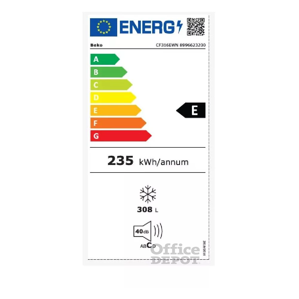 Beko CF316EWN fehér, Fagyasztó:308L, fagyasztóláda
