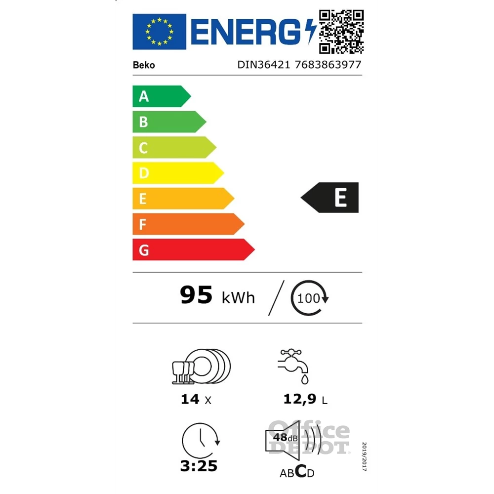 Beko DIN36421 programok száma: 6, beépíthető, 14 terítékes mosogatógép 