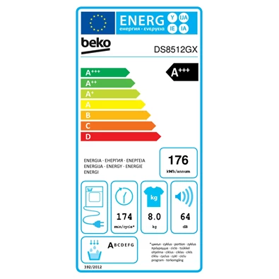 Beko DS8512GX 8 kg hőszivattyús szárítógép (Újszerű) Beko DS8512GX 8 kg hőszivattyús szárítógép (Újszerű)