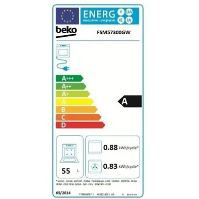 Beko FSM57300GW fehér, szabadonálló, kerámialapos, elektromos, főzőzóna: 4, sütő:55L, grill, tűzhely