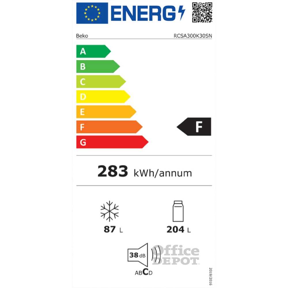Beko RCSA300K30SN alulfagyasztós hűtőszekrény