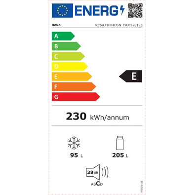 Beko RCSA330K40SN inox alulfagyasztós hűtőszekrény Beko RCSA330K40SN inox alulfagyasztós hűtőszekrény