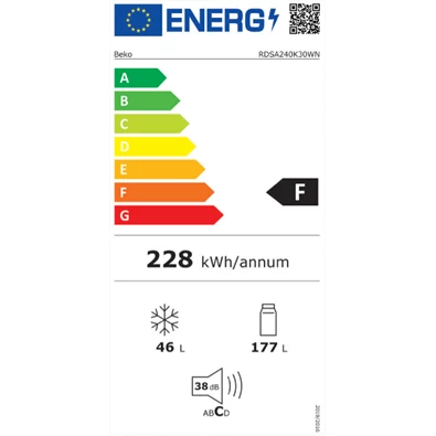 Beko RDSA240K30WN felülfagyasztós hűtőszekrény Beko RDSA240K30WN felülfagyasztós hűtőszekrény